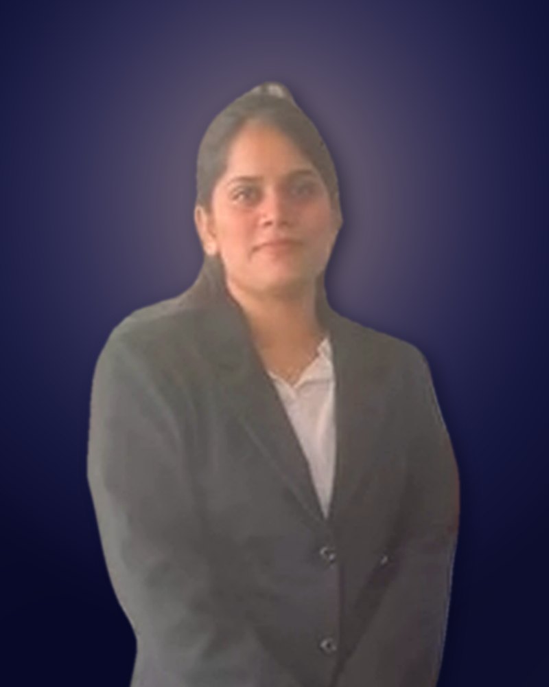 Adv. Latika Kashyap in an advocate's black coat and white collar